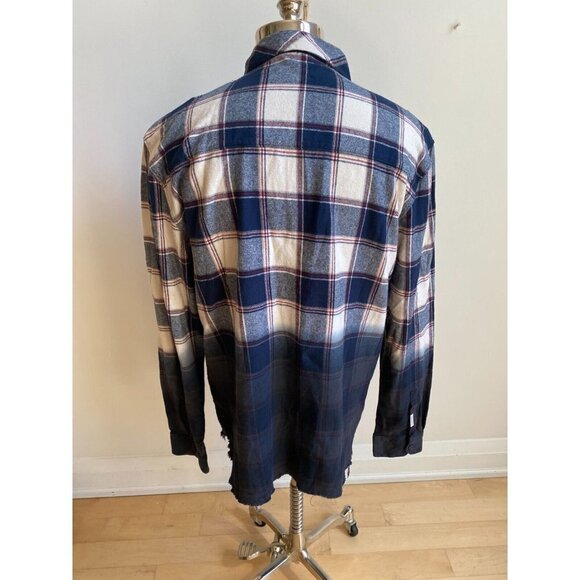 ELEVEN Paris Mens BNWOT Plaid Ombre Flannel Shirt Button Up New - Picture 4 of 8
